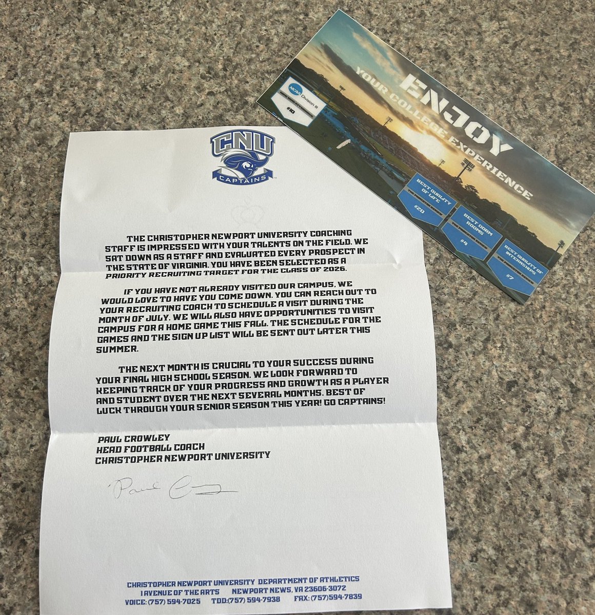 Thax Rowland (@thaxrowland33) on Twitter photo Thanks to <a href="/coachpcrowley/">Paul Crowley</a> for the letter! Extremely excited to come see the campus and meet the coaches.<a href="/coachatsmith/">Alex Smith</a> <a href="/cnu_football/">CNU Football</a> <a href="/Coach_Crews/">J.T. Crews</a> <a href="/CoachHarlo/">David Harlow</a> Thanks to <a href="/coachpcrowley/">Paul Crowley</a> for the letter! Extremely excited to come see the campus and meet the coaches.<a href="/coachatsmith/">Alex Smith</a> <a href="/cnu_football/">CNU Football</a> <a href="/Coach_Crews/">J.T. Crews</a> <a href="/CoachHarlo/">David Harlow</a>