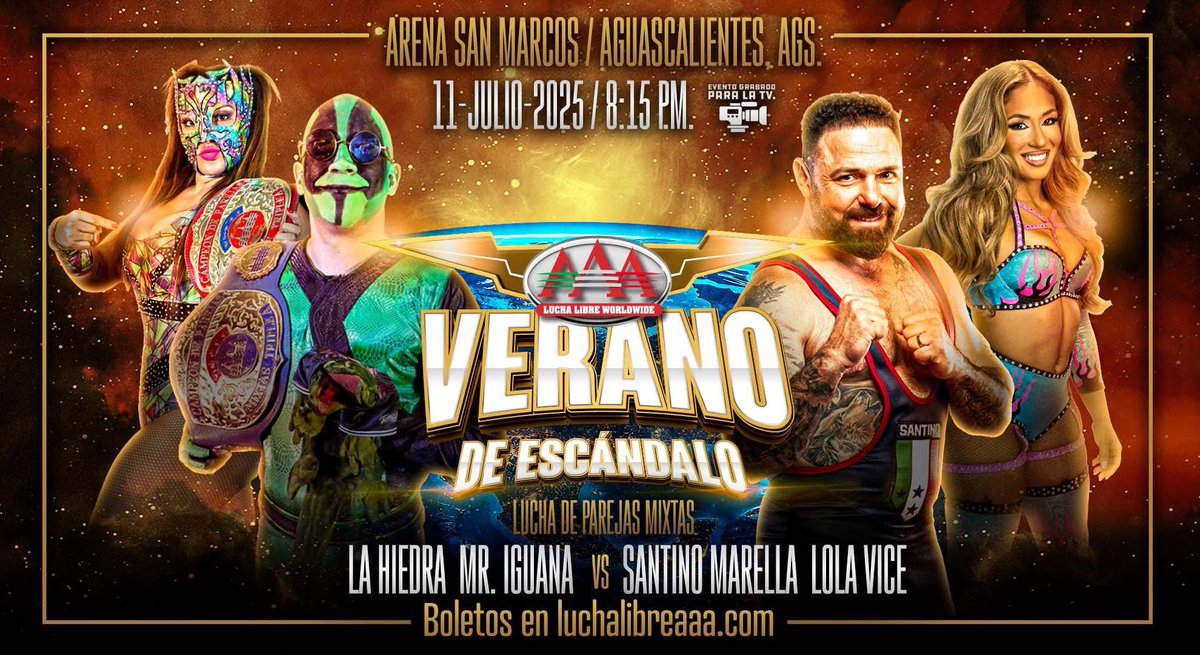 Espera khe?!?! Se volvió canon 🤯

La Hiedra y Mr Iguana con La Yeska vs Lola Vice y Santino Marella con La Cobra en Verano de Escándalo 
#VeranoDeEscándalo 🦎🆚🐍