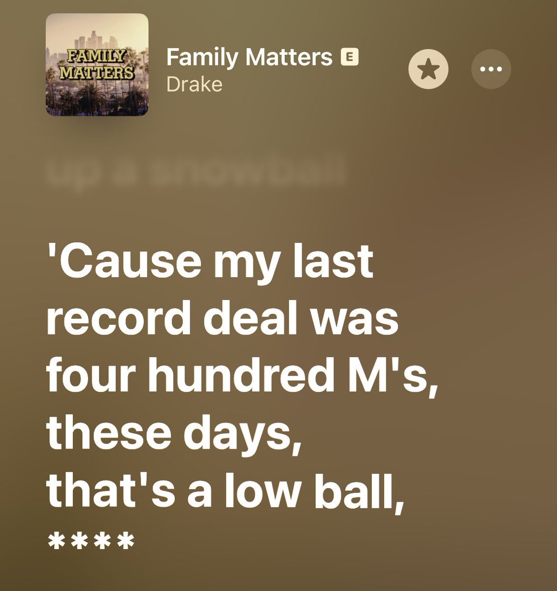 NightlyClipsTV's tweet photo. Or Drake has said it himself and you weren’t listening: 
2021 - Lemon Pepper Freestyle -
“360 up front it all comes full circle”, 
“Signed sealed delivered I fucked the notary public, she witnessed me sign off on some undeniable numbers”
2022 - Middle of the Ocean 
2022 - Major Distribution - 
“Major distribution, LABELS (plural not my) call me $500m just for Aubrey (The artist, Not his catalog)
2024 - Family Matters -
“My last record four hundred M’s, these days that’s a LOWBALL nigga” 
2025 - Goes on to sue UMG