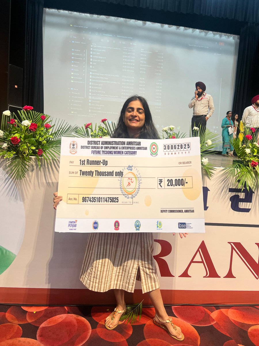 IPhulkari's tweet photo. Congratulations to Phulkari WOA Vice President Vrinda Arora on securing 1st runners-up at the #FutureTycoon Grand Finale. Her achievement highlights the spirit of innovation and the robust think-tank approach championed by Phulkari WOA in empowering women leaders. https://t.co/Oy0G8BsrXT