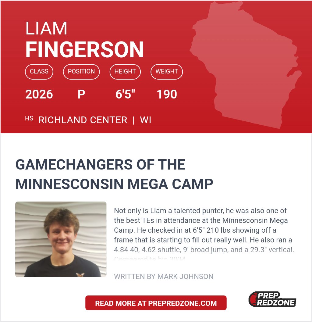Thank you <a href="/MJ_NFLDraft/">Mark Johnson</a> and <a href="/PrepRedzoneWI/">Prep Redzone Wisconsin</a> for the write-up!