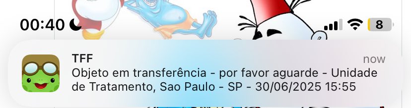 a hora q chega a notificação