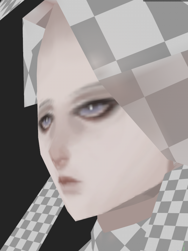 face done. im very charmed by her low poly front facing bald eagle energy when i rotate her around