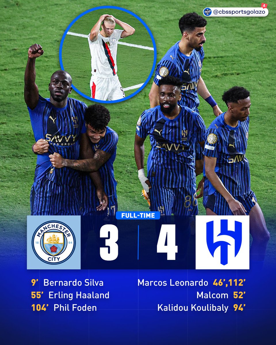 CBSSportsGolazo's tweet photo. Al-Hilal STUN Manchester City in the RO16 of the Club World Cup 🤯 https://t.co/1Z7Ei1wHqc