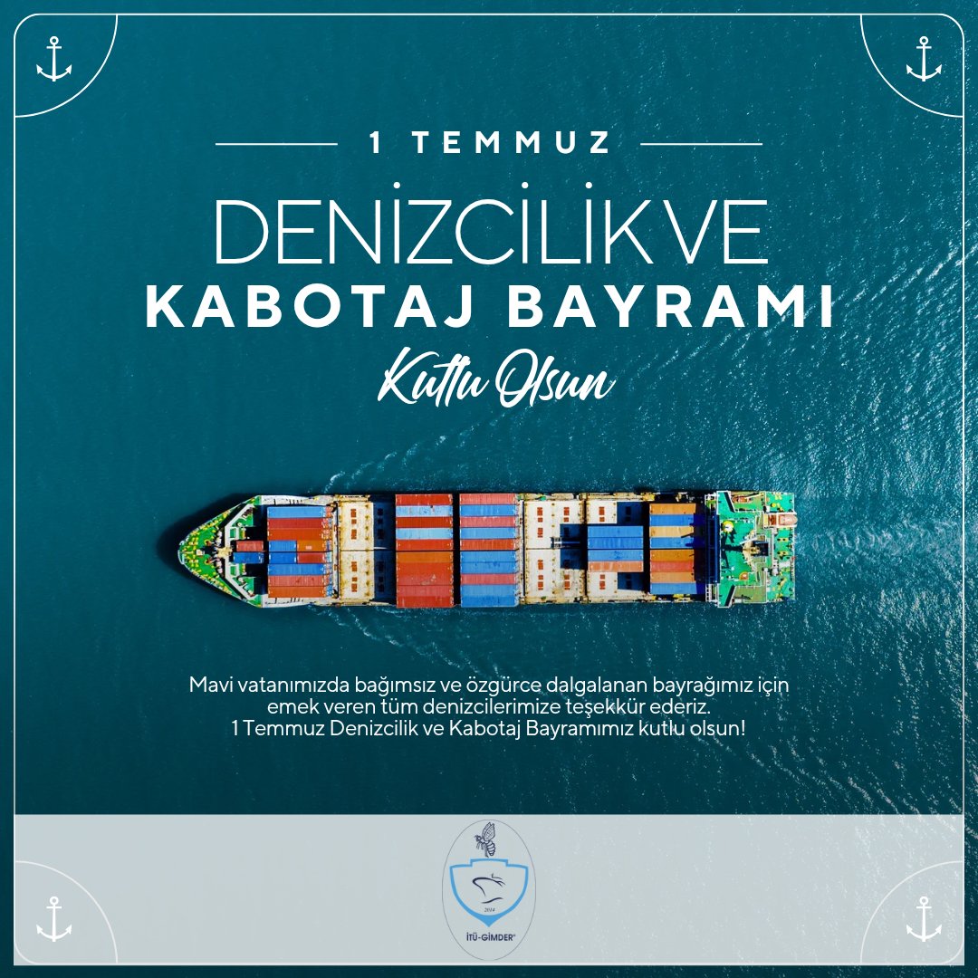 Mavi vatanımızda bağımsız ve özgürce dalgalanan bayrağımız için emek veren denizcilerimize teşekkür ederiz. 

1 Temmuz Denizcilik ve Kabotaj Bayramımız kutlu olsun! ⚓️🇹🇷

#bizbirliktegüçlüyüz