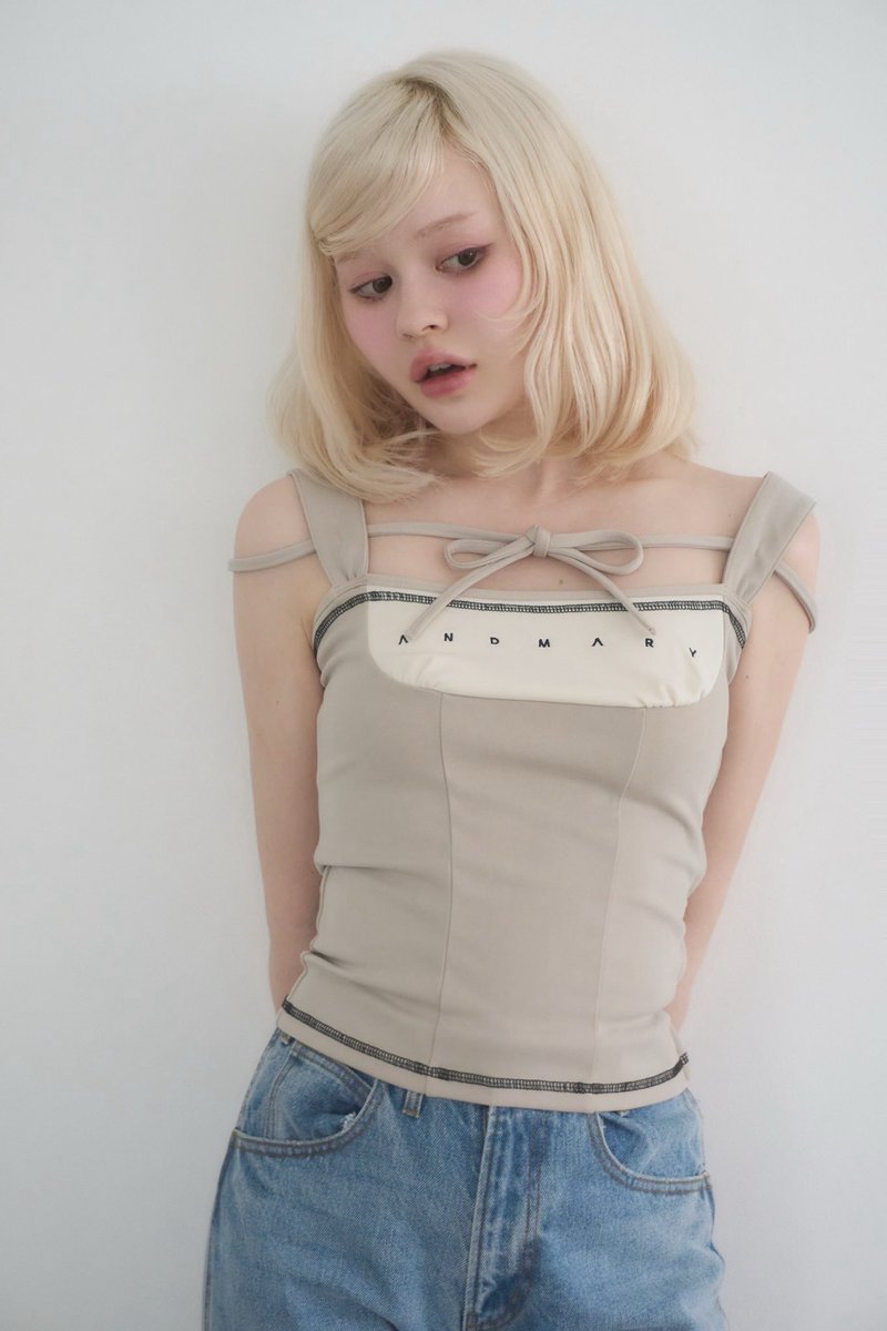 andmary ♡ Luca stitch tops Luca stitch tops color beige/black ¥7700-tax in 丸みのある切り替え