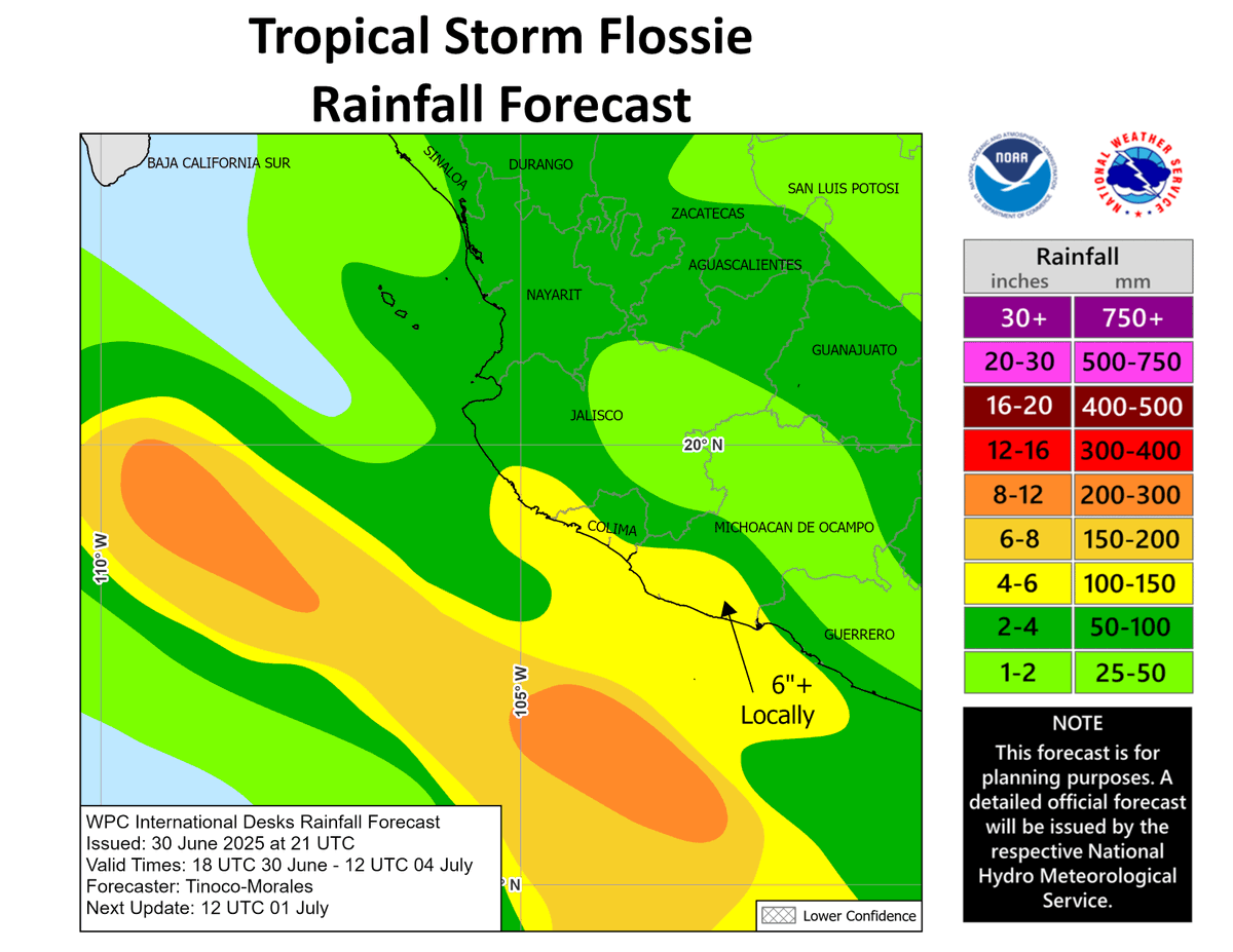 webcamsdemexico's tweet photo. ⚠️ AVISO ⚠️
🌀 #Flossie en el #Pacífico se intensificó a #Huracán #Categoría1 frente a las costas de #Michoacán y #Colima.
Se localiza a 220 km al sur-suroeste de #PuntaSanTelmo, #Mich., y a 280 km al al sur de #Manzanillo, #Col., con vientos máximos sostenidos de 120 km/h y rachas de 150 km/h.
Se desplaza al oeste-noroeste a 17 km/h.
