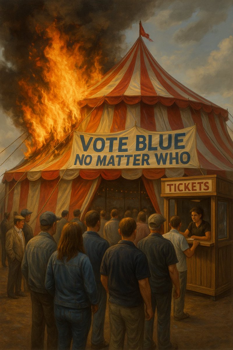 JasonArgonautai's tweet image. “Blue no matter who” is not just a cultish mantra, it’s indicative of the lack of principles on the part of Democratic voters.
“Blue no matter who” means you’re going to vote Democrat no matter what they do, say, or fail to deliver. It’s not about values or even results, it’s…