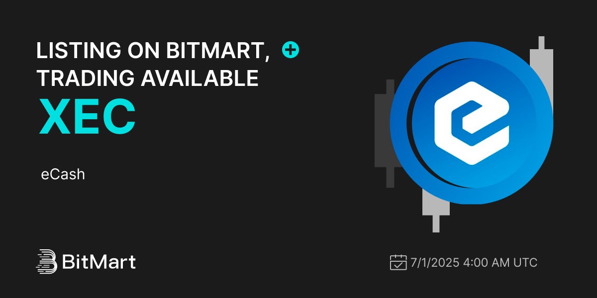 #BitMart will list eCash (XEC) <a href="/eCashOfficial/">eCash - old handle placeholder</a> 🔥

Built by an experienced team of bitcoin developers who founded Bitcoin Cash, eCash is a fork of bitcoin with a more aggressive technical roadmap.

Guided by the academic vision of Milton Friedman, eCash aims to deliver on key