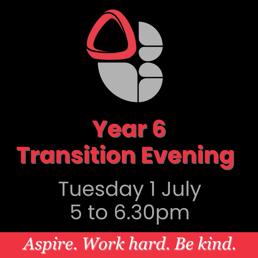 Year 6 parents and carers are invited to our Transition Evening today which starts at 5.00pm. This is a special evening to give you the opportunity to meet the Principal, Mr Irons and members of the Senior Leadership Team, including our SENDCo Mrs Wall.

At 5.00pm to 5.15pm, Mr