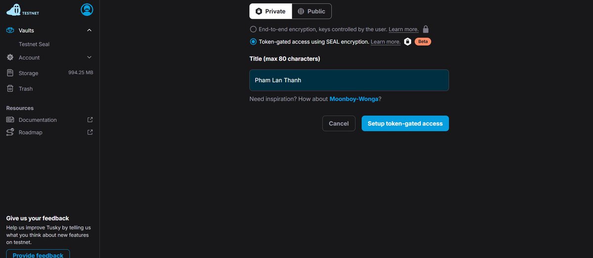 #Guid2E #Tusky #SEAL #SuiNetwork #Testnet
Token-gated access using SEAL encryption!
Tusky vừa ra mắt testnet một tính năng mới “Token-gated access released on Tusky Tesnet” kết hợp giữ Tusky và công nghệ bí mật Seal trên Testnet Sui Network.
Lưu ý:
- Phần testnet này