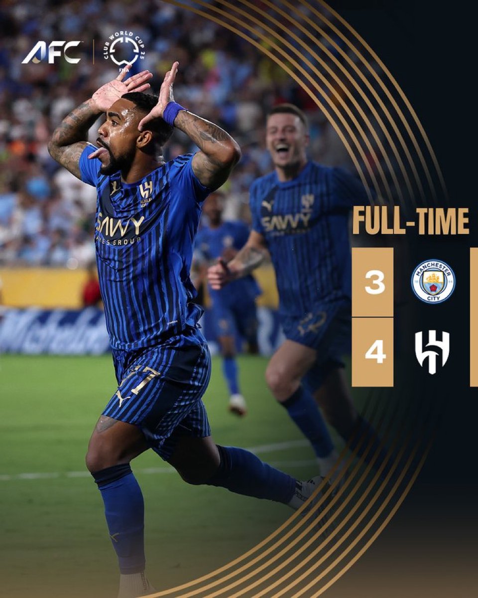 theAFCCL_ar's tweet image. نهاية المباراة | 🏴 مانشستر سيتي 3️⃣-4️⃣ الهلال 🇸🇦
الهلال يكتب التاريخ 🤩
رباعية تاريخية في مرمى مانشستر سيتي تصع الفريق السعودي في ربع نهائي كأس العالم للأندية 👏