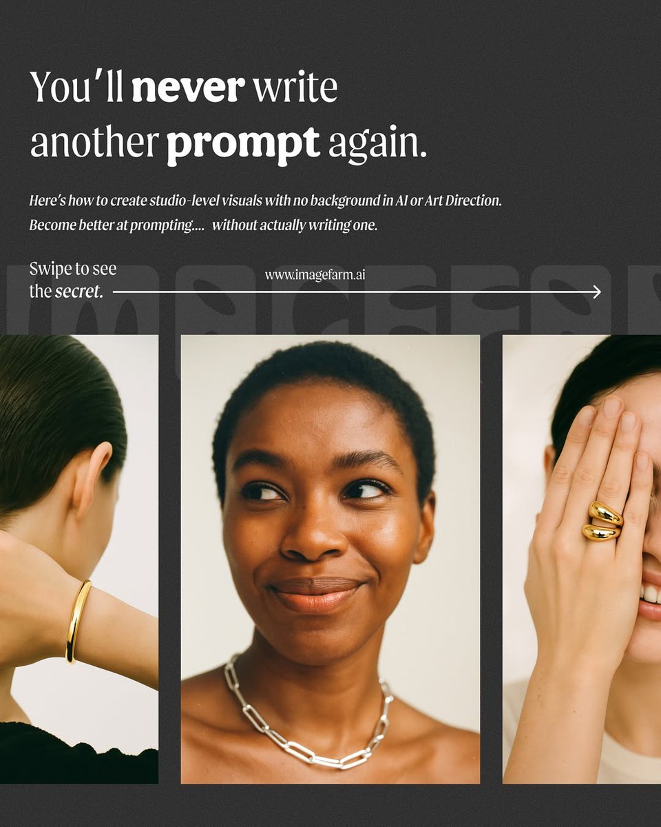 imagefarmai's tweet image. You’ll never write a prompt again…
How?
Using Layers by Image Farm.
Layers is Image Farm’s latest visual prompt builder tasked with building the most seamless creative process from vision to reality.
With over 300,000 unique prompt combinations, and over 1,000 combinations…