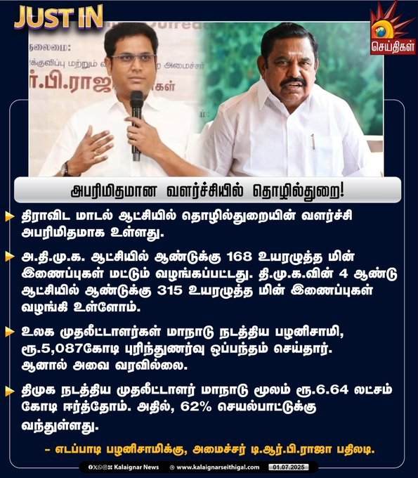 திமுக அரசு என்றால் வளர்ச்சி, அபாரமான வளர்ச்சி.! 🖤❤
#ஓரணியில்_தமிழ்நாடு