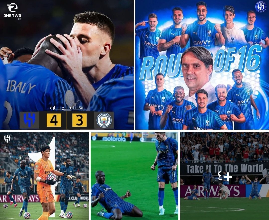 🔥 تاريخ يُكتب بحروف من ذهب .. 🔥
⚽️ الهلال 4 × 3 مانشستر سيتي ⚽️
الزعيم يُبهر العالم ويخطف بطاقة التأهل إلى ربع النهائي 💙🏆
هكذا يكون المجد.. وهكذا يولد الأبطال . 
#علي_النونو