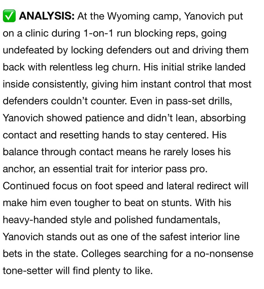DylanYanovich26's tweet image. Thank you @sixstarfootball for the write up after the Wyoming camp! Can’t wait to the upcoming season and to get up to Laramie! @JaySawvel @CoachTripodi @CoachBHen @Austin_Maus @JamoBrown_ @samantha_patten