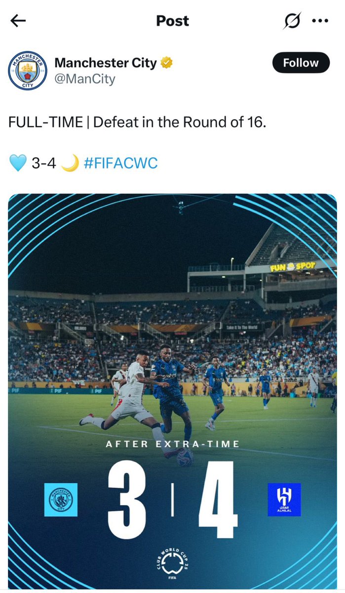 🚨🚨🚨🚨 عاجل: 

✅ الهلال يصبح أول نادي سعودي يحقق انتصار في الأدوار الإقصائية في كأس العالم للأندية بالنظام الجديد 

✅ الهلال يصبح أول نادي عربي يحقق انتصار في الأدوار الإقصائية في كأس العالم للأندية بالنظام الجديد

✅ الهلال يصبح أول نادي آسيوي يحقق انتصار في الأدوار