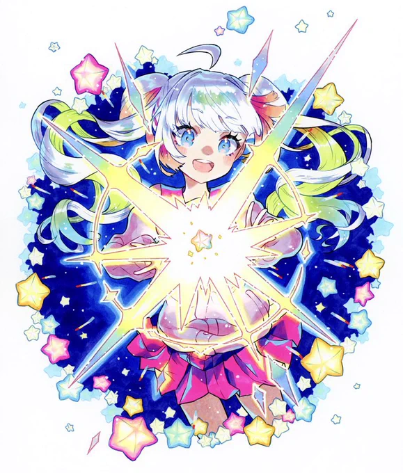 アナログ(コピック)とデジタルラフ(クリスタ) デジタルラフのおかげでコピックでの着彩がだいぶいい感じにできるようになったのである #copic #CLIPSTUDIOPAINT
