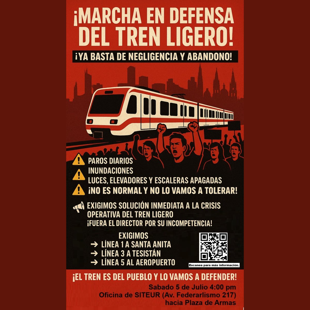 ¡INCREÍBLE e INSÓLITO lo que está logrando la sociedad organizada en GUADALAJARA! Nuestros amigos de Jalisco están organizando una marcha a favor  del Tren Ligero, en búsqueda de defender y mejorar este sistema de transporte público.

🧵1/5