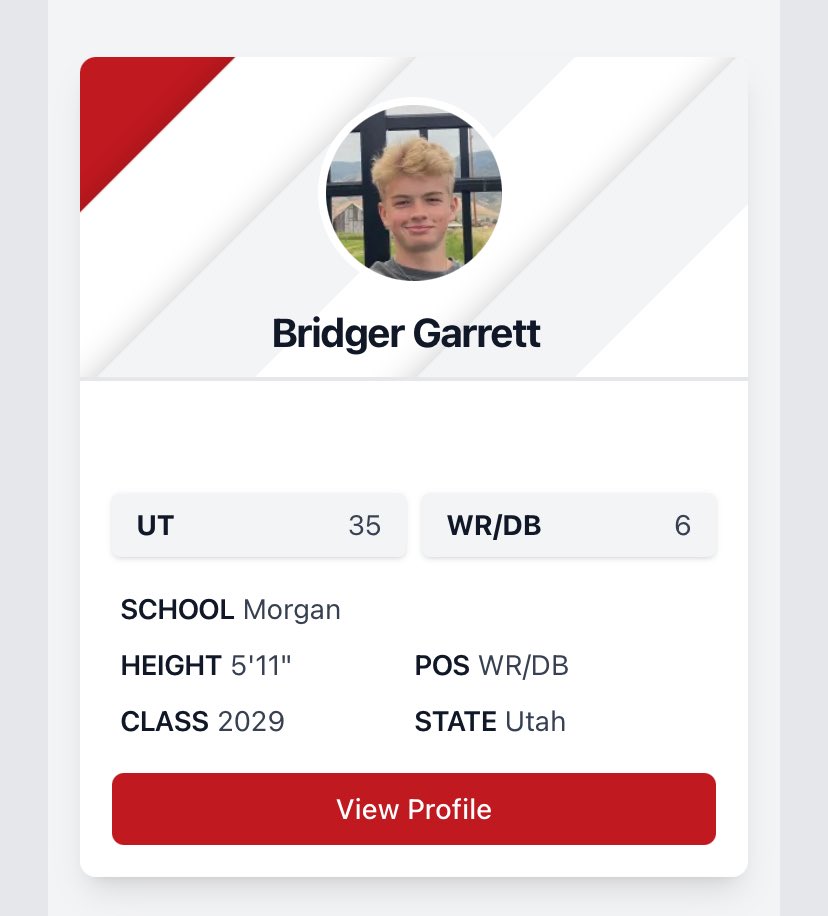 Bridger Garrett (@bridgergarrett3) on Twitter photo Thank you <a href="/Andy_Pham1/">Andy</a> <a href="/PrepRedzoneUT/">Prep Redzone Utah</a> for the recognition! Thanks to my coaches and teammates!
<a href="/RossApoWR_EZ/">Ross Apo🇹🇴</a> <a href="/LawrenceSanft/">Lawrence Sanft</a> <a href="/GregBiggins/">Greg Biggins</a> <a href="/BlairAngulo/">Blair Angulo</a> <a href="/BeehiveBuzz_/">BeehiveBuzz🐝</a> <a href="/BrandonHuffman/">Brandon Huffman</a> <a href="/SlingintheP/">Slingin’ the Pill Media™️</a> <a href="/PrepUtah/">Utah Elite Prep</a> <a href="/MHSTrojanFB/">MHSTrojanFB</a> <a href="/AirShowWRSkills/">Air Show WR Training</a> <a href="/AlPopsFootball/">𝐀𝐋 𝐏𝐨𝐩𝐬</a> <a href="/TheUCReport/">Billy Tucker</a> <a href="/Hayesfawcett3/">Hayes Fawcett</a> Thank you <a href="/Andy_Pham1/">Andy</a> <a href="/PrepRedzoneUT/">Prep Redzone Utah</a> for the recognition! Thanks to my coaches and teammates!
<a href="/RossApoWR_EZ/">Ross Apo🇹🇴</a> <a href="/LawrenceSanft/">Lawrence Sanft</a> <a href="/GregBiggins/">Greg Biggins</a> <a href="/BlairAngulo/">Blair Angulo</a> <a href="/BeehiveBuzz_/">BeehiveBuzz🐝</a> <a href="/BrandonHuffman/">Brandon Huffman</a> <a href="/SlingintheP/">Slingin’ the Pill Media™️</a> <a href="/PrepUtah/">Utah Elite Prep</a> <a href="/MHSTrojanFB/">MHSTrojanFB</a> <a href="/AirShowWRSkills/">Air Show WR Training</a> <a href="/AlPopsFootball/">𝐀𝐋 𝐏𝐨𝐩𝐬</a> <a href="/TheUCReport/">Billy Tucker</a> <a href="/Hayesfawcett3/">Hayes Fawcett</a>