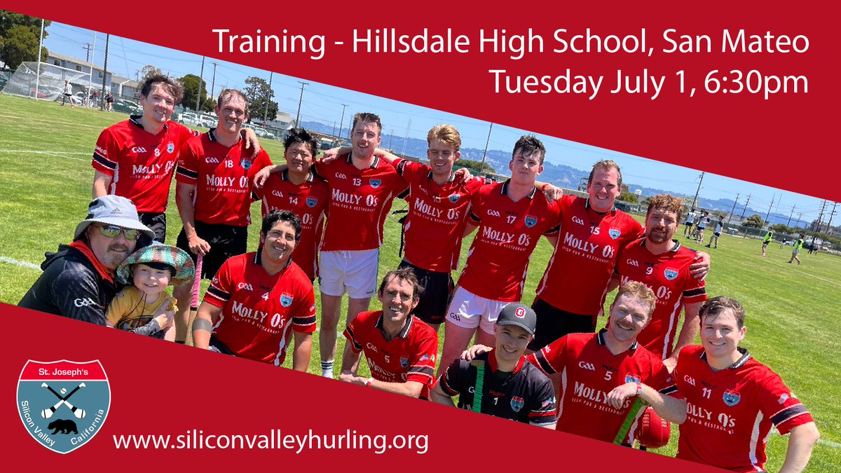 #Hurling training continues at Hillsdale High School, San Mateo, at 6:30pm, Tuesday July 1. All welcome.

<a href="/officialgaa/">The GAA</a> <a href="/GAA_USA/">USGAA</a> <a href="/SanFranciscoGAA/">SanFranciscoGAA</a>