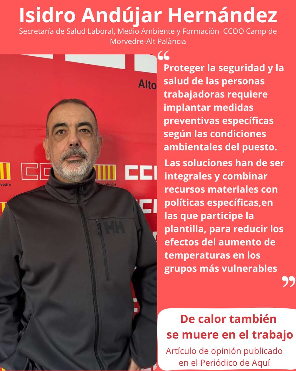 CCOOCMorvAPalan's tweet photo. De calor también se muere en el trabajo

El cambio climático🔥 impacta en la salud y el bienestar de las personas, afectando de manera desigual a diferentes grupos sociales según sus características fisiológicas y relaciones sociales

Vía @elperiodicoaqui  https://t.co/JlZ0HYrh4K https://t.co/s3g1RvFbPh