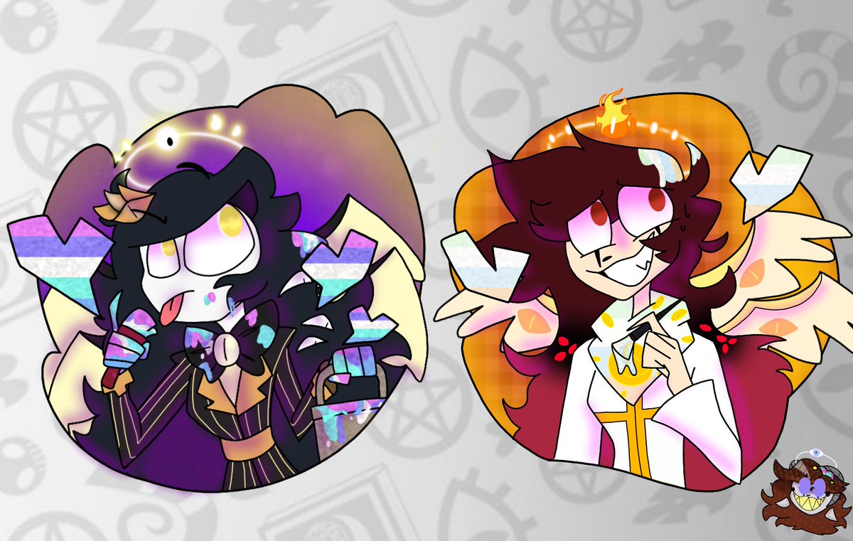 ocznsuch's tweet photo. Happy(Slightly late-) Pride Month!!:D 

Flags-🏳️‍🌈
Spectrasexual - attracted to multiple genders but not all.(Azzy) 
Unlabeled - still figuring it out and doesn't want to be labeled just yet-(Malum) https://t.co/H6Q1whmNSO