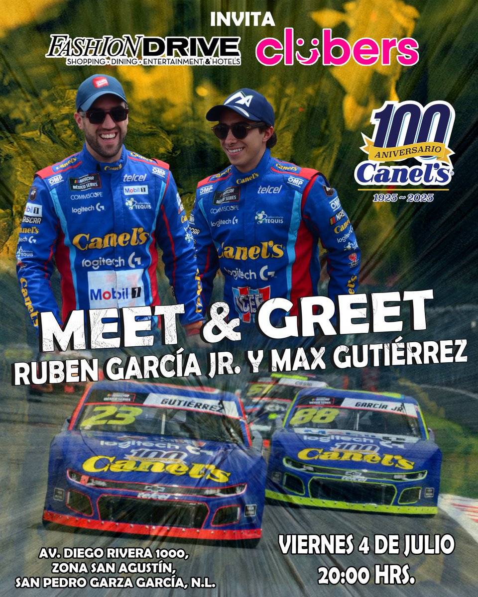 Gracias a <a href="/fashiondrivemty/">Fashion Drive</a> y @clubersmx tendremos Meet&amp;Greet con <a href="/rubengarcia4/">Rubén García Jr.</a> y Max Gutierrez no se lo pueden perder, se estarán regalando boletetos el día del evento para la carrera en Monterrey del 5 de julio, sigan las plataformas de Fashion y Cluber para más información.