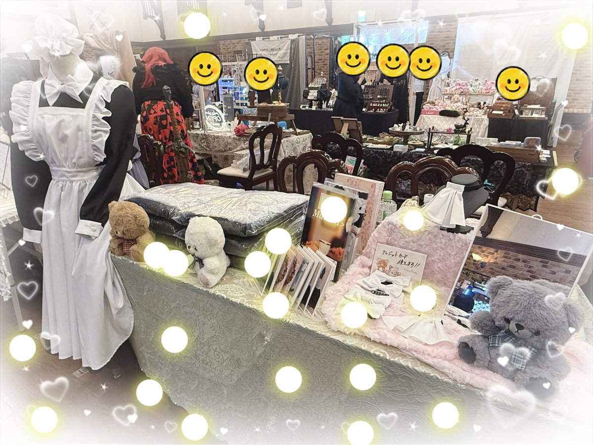 先日のRe:異世界まぁけっとにて、いらしていただいた皆さまありがとうございました！(*ᴗ͈ˬᴗ͈)"

異世界にメイド服はどうかな？？と思っておりましたが、とても楽しい一日を過ごさせていただきました🧸

#異世界まぁけっと
#魔女のココロ
#ファンタジー
#マーケット
#マルシェ