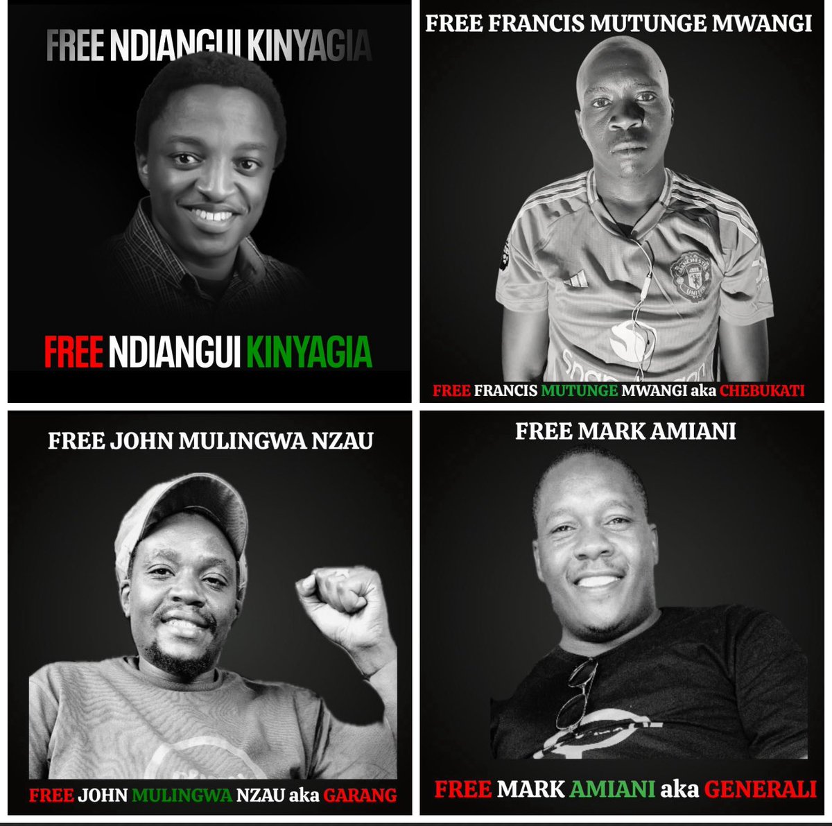 Wake up, First &amp; Foremost: FREE OUR COMRADES!!!

#FreeNdianguiKinyagia 
#FreeMarkAmiani
#FreeJohnMulingwa
#FreeFrancisMutunge