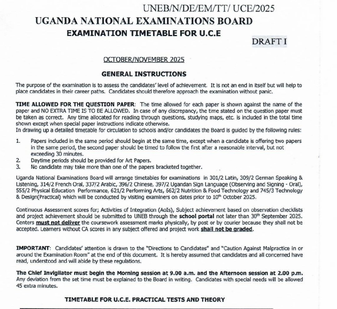 upestf's tweet photo. The Structure of the PE paper has been communicated and the draft time table for the PE UNEB paper has been included. Prepare your students... #pe #peuganda #uneb #exams https://t.co/2Ta2BRzuF7