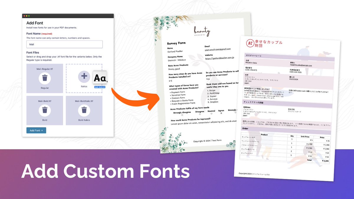 GravityPDF's tweet image. 💡 Feature Friday: Install custom fonts to personalize your PDFs, so your documents truly reflect your brand and vision 👉 gpdf.us/fnt #WordPress #GravityForms #GravityPDF
