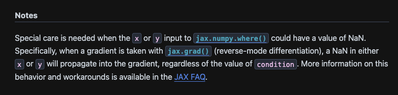 jeffreycider's tweet image. lost another evening to🔪 JAX - the sharp bits 🔪
didn't realize my computational graph could be sabotaged by NaNs from the shadow realm