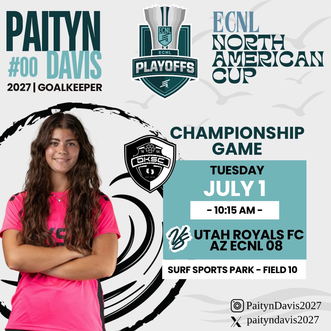 Paityn Davis (@paityndavis2027) on Twitter photo Can’t wait for the championship game tomorrow!!!
<a href="/JorgeHervert8/">Jorge Hervert</a> <a href="/ImYouthSoccer/">ECNL/GA/Recruiting/College Soccer</a> <a href="/ImCollegeSoccer/">College Soccer Truth ™</a> <a href="/mgkacademy/">MGK Academy</a> <a href="/dksc_08_ECNL/">DKSC 07/08g ECNL</a> <a href="/ECNLgirls/">ECNL Girls</a> Can’t wait for the championship game tomorrow!!!
<a href="/JorgeHervert8/">Jorge Hervert</a> <a href="/ImYouthSoccer/">ECNL/GA/Recruiting/College Soccer</a> <a href="/ImCollegeSoccer/">College Soccer Truth ™</a> <a href="/mgkacademy/">MGK Academy</a> <a href="/dksc_08_ECNL/">DKSC 07/08g ECNL</a> <a href="/ECNLgirls/">ECNL Girls</a>