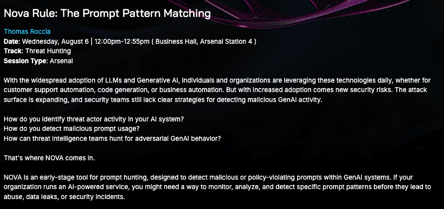 🔥 If you are at BlackHat in August, I will present NOVA for adversarial prompt hunting. My talk is scheduled at Station 4 on August 7 at 12 PM!

See you there! I have another release planned for that day if you are interested into MCP security 😉