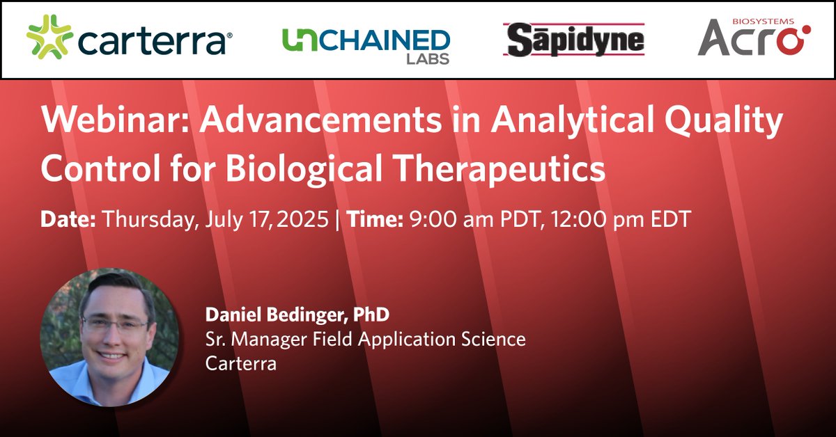Carterra (@carterra_bio) on Twitter photo Join Carterra, <a href="/ACROBio/">ACROBiosystems</a> & other top companies for a webinar on ๐๐๐น๐ ๐ญ๐ณ and get an exclusive look into the future of biological therapeutics!
๐ฅ๐ฒ๐ด๐ถ๐๐๐ฒ๐ฟ ๐ป๐ผ๐:
us06web.zoom.us/.../551.../WN_โฆ
#Biologics #Antibodies #HTSPR #Webinar #Carterra #ACROBiosystems Join Carterra, <a href="/ACROBio/">ACROBiosystems</a> & other top companies for a webinar on ๐๐๐น๐ ๐ญ๐ณ and get an exclusive look into the future of biological therapeutics!
๐ฅ๐ฒ๐ด๐ถ๐๐๐ฒ๐ฟ ๐ป๐ผ๐:
us06web.zoom.us/.../551.../WN_โฆ
#Biologics #Antibodies #HTSPR #Webinar #Carterra #ACROBiosystems