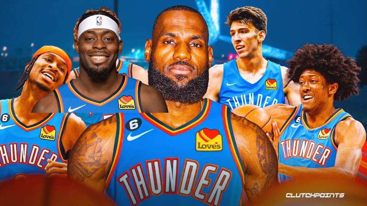 Russ' TD ⚡ (@russfcb) on Twitter photo PG: Shai Gilgeous Alexander
SG: Lu Dort
SF: LeBron James
PF: Jalen Williams
C: Chet Holmgren
Let's run it <a href="/KingJames/">LeBron James</a> PG: Shai Gilgeous Alexander
SG: Lu Dort
SF: LeBron James
PF: Jalen Williams
C: Chet Holmgren
Let's run it <a href="/KingJames/">LeBron James</a>