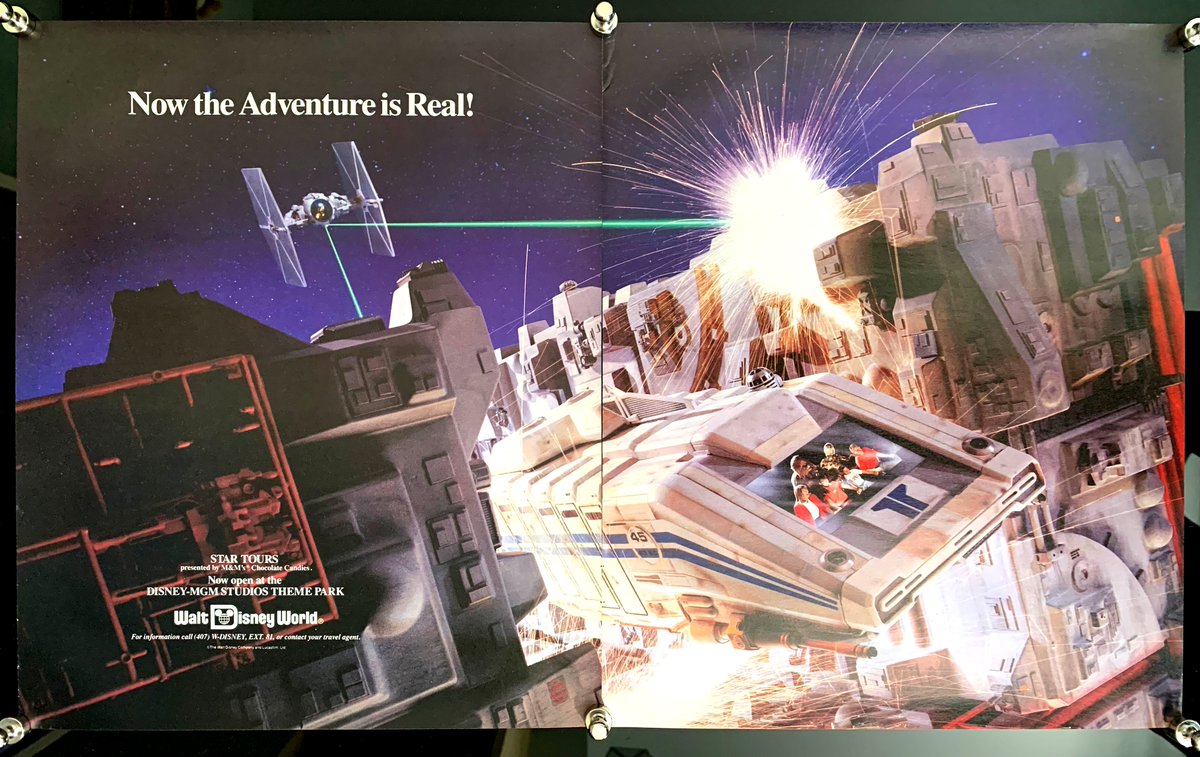 Item of the Week: What better way to spend Summer Vacation than a flight on the #WaltDisneyWorld version of The Endor Express, as advertised in this two-page #StarTours spread from over 35 years ago (complete with Death Star trench fireworks).