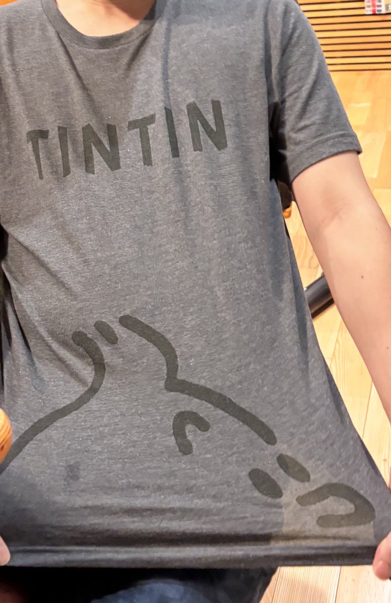 村田（夫）がこのTシャツを着るたびに私はギョッとする

🐈『TINTINはあかんやろ』

🦦『タンタン‼︎』