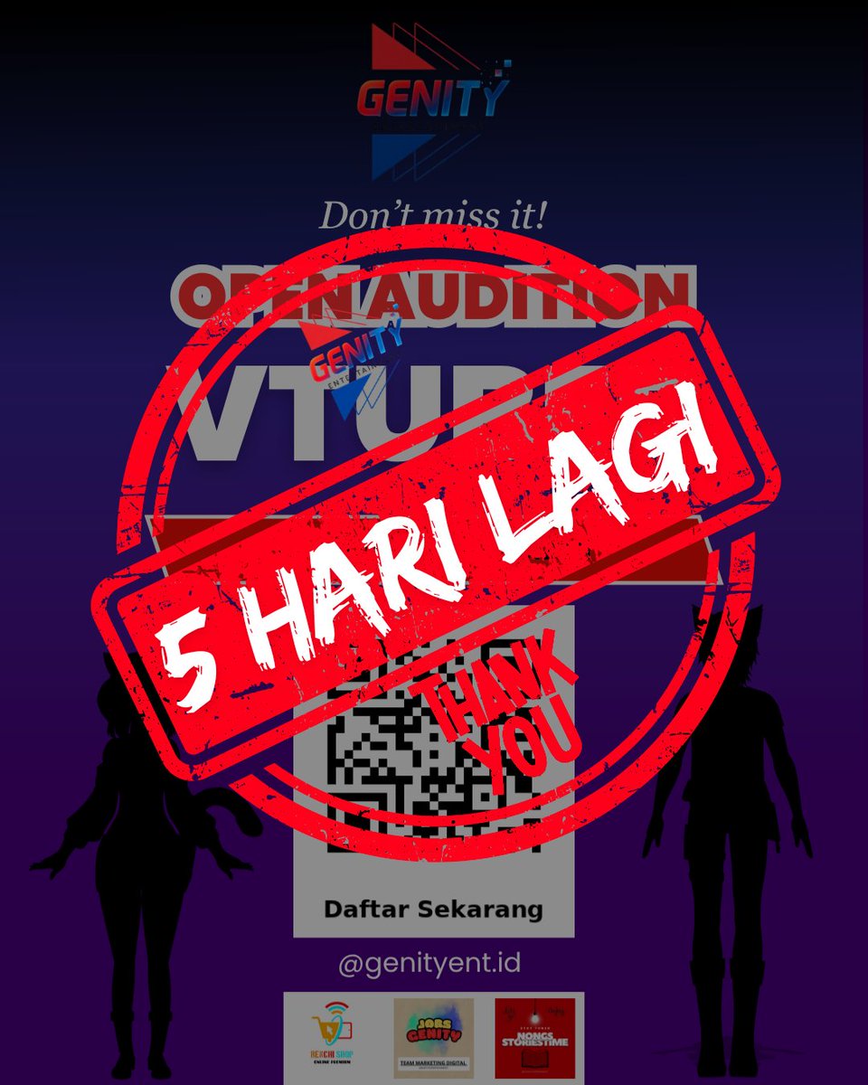 genityent_id's tweet photo. 🎙️ Open Audisi VTuber – 5 Hari Lagi Menuju Penutupan!  
Genity Entertainment masih membuka kesempatan buat kamu yang mau debut jadi VTuber!

⏳ Audisi tutup dalam 5 hari!  
Daftar &amp; info lengkap di: https://t.co/B9hnO55KzB

Jangan sampai ketinggalan!

#Vtuber #VtuberID #vtubers https://t.co/hHJVNVjnOv