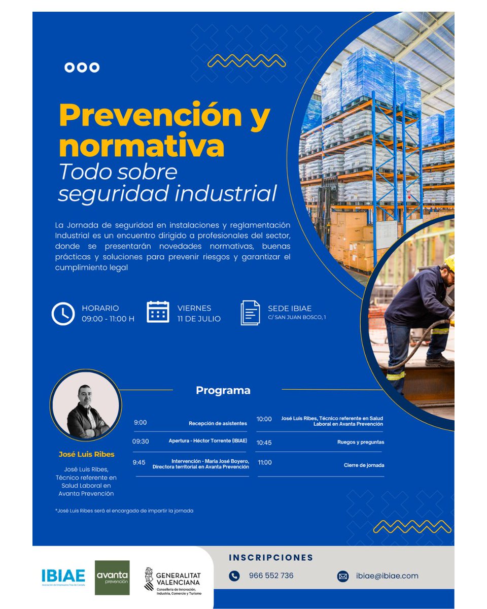 IBIAE (@ibiae) on Twitter photo 🔹 Seguridad industrial al día 🔹
El 11 de julio en IBIAE: normativa, prevención y soluciones para tu empresa.
Con Avanta Prevención.
🕘 9:00-11:00 | 📍 IBIAE
📩 ibiae@ibiae.com
#SeguridadIndustrial #Prevención #IBIAE 🔹 Seguridad industrial al día 🔹
El 11 de julio en IBIAE: normativa, prevención y soluciones para tu empresa.
Con Avanta Prevención.
🕘 9:00-11:00 | 📍 IBIAE
📩 ibiae@ibiae.com
#SeguridadIndustrial #Prevención #IBIAE