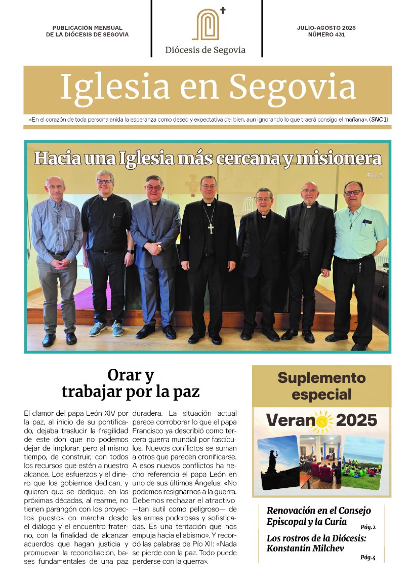 📖 ¡Ya puedes leer el nuevo Iglesia en Segovia! Mientras el ejemplar en papel llega a las parroquias, te invitamos a disfrutar de la edición de julio-agosto en formato digital.
☀️ Incluye un suplemento especial de verano. 
📰 Entra y descúbrelo aquí 👉 diocesisdesegovia.es/revista/