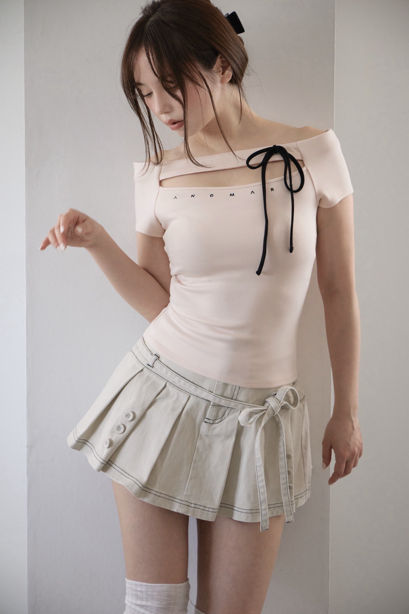 スカート andmary Kika button mini skirt beige S andmary on X: 