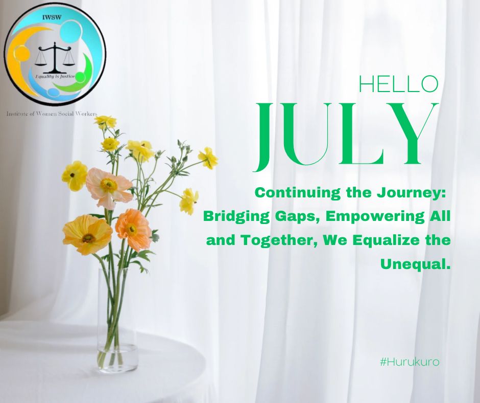 socialworkwomen's tweet photo. Hello July! 🌼
We continue our work in SRHR & Mental Health, building inclusion and justice.
Together, we are #EqualizingTheUnEqual.
#Hurukuro #SRHR #MentalHealthMatters #IWSW https://t.co/fwHADWhzsm