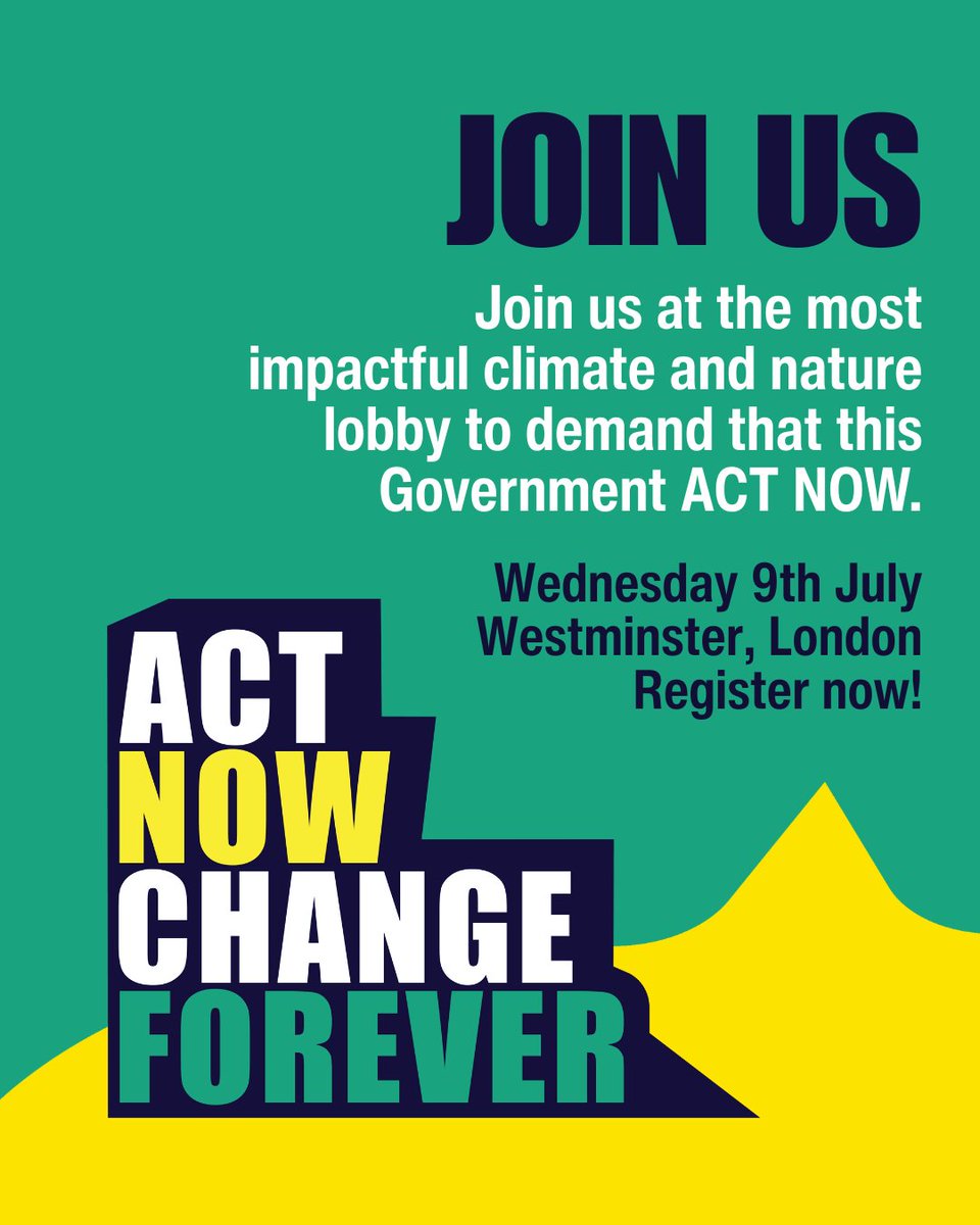 Join us on 9th July as we head to Westminster along with 1000s of people from across the UK to call for #ClimateJustice and urgent action for people, climate and nature.   

📣 Register now to join the most impactful lobby ever: bit.ly/4lCVKUx