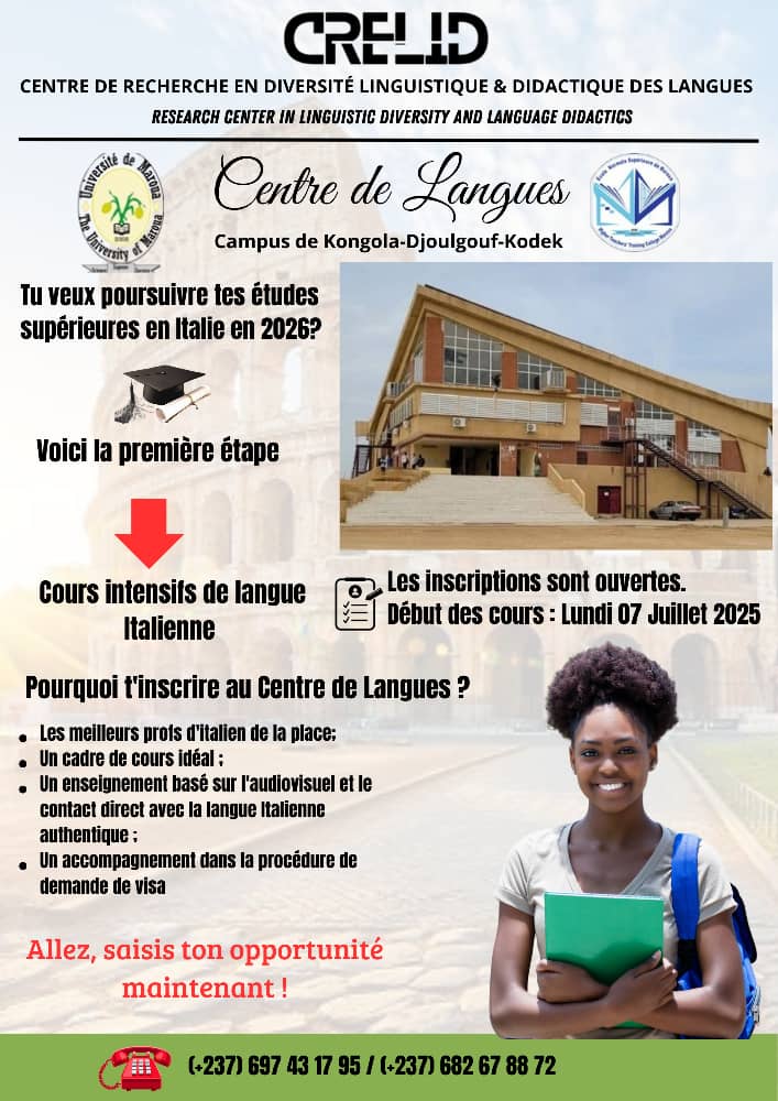 🔥Une nouvelle formation certifiante à l'#ENS de Maroua
#CRELID
<a href="/idrissoualioum/">Pr Idrissou Alioum</a>