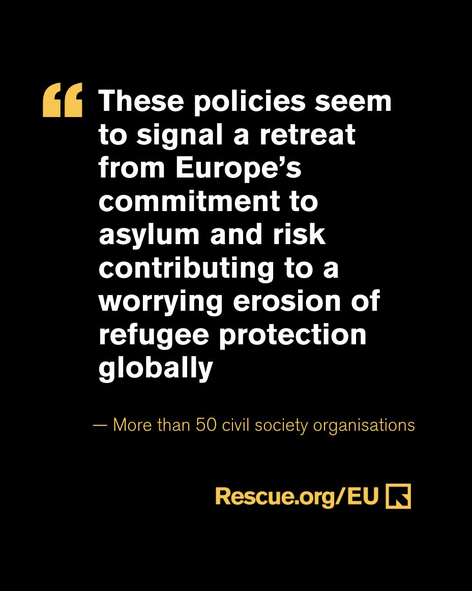 The EU's new 'safe country' proposals appear to be part of a broader strategy to externalise the EU’s migration management.

With 52 NGOs, we're calling on the EU and member states to reject any attempts to weaken protection for asylum seekers.

Statement: rescue.org/eu/resource/jo…