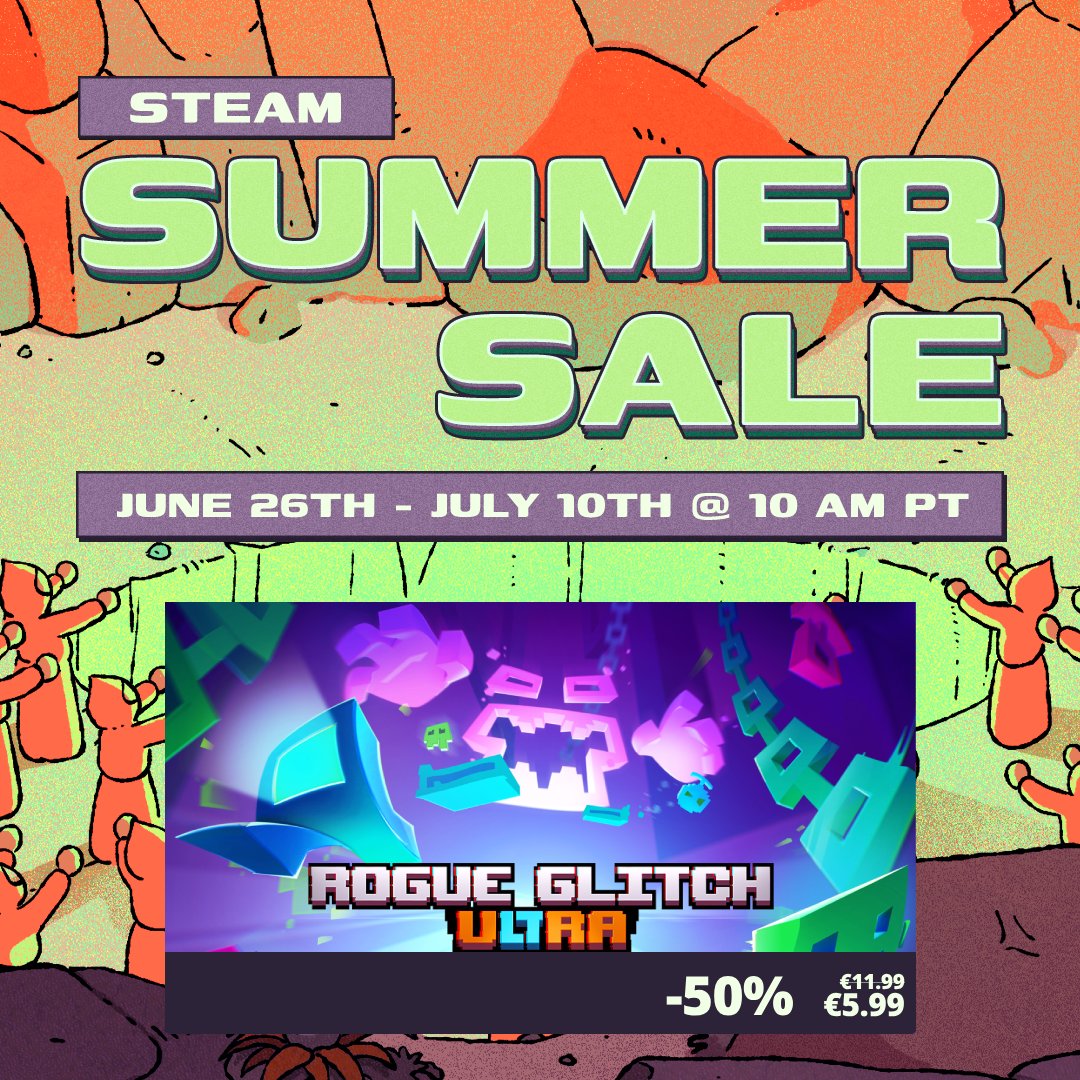 RarebyteGameDev's tweet image. Steam Summer Sale!
✨ Rogue Glitch Ultra is currently 50% off! 📷
💥 150+ game-changing weapons & items
🖼️ a vibrant glitch-ridden world
👁️ hordes of enemies and tough bosses
🎮 up to 4-player co-op (local or online)
store.steampowered.com/app/1092630/Ro…