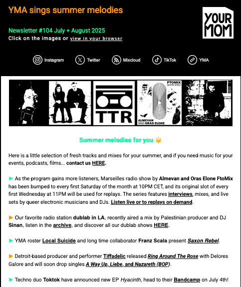 Our July/August #newsletter is out, featuring music by Eric D. Clark, Franz Scala, <a href="/LocalSuicide/">Local Suicide</a>, Sinan, Tiffadelic, Toktok... check it out on mailchi.mp/66c96cae8bc1/y…
Sign up via eepurl.com/uKqeb
#NewMusicAlert #electronicmusic