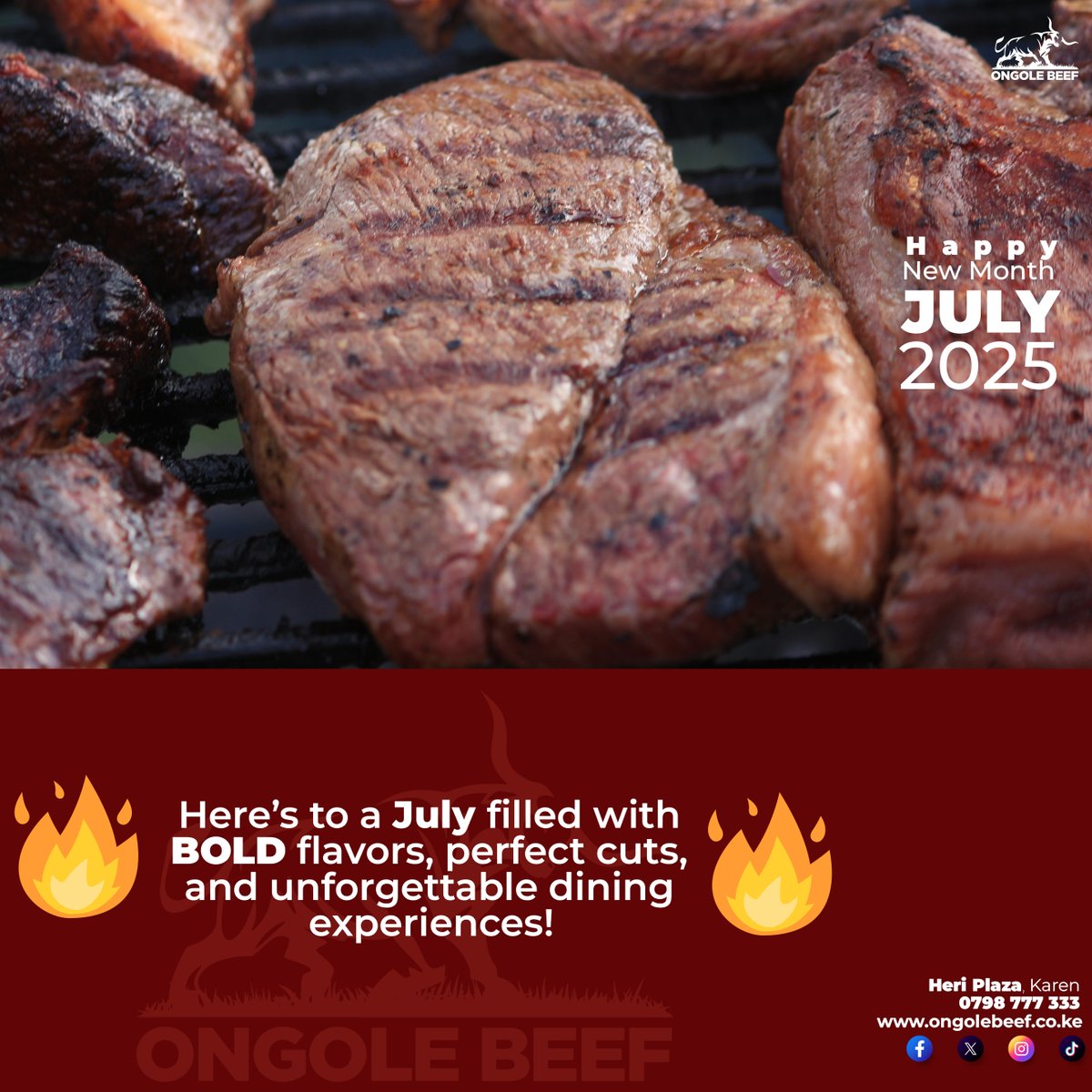 OngoleBeefKe's tweet photo. 🔥🥩 Happy New Month from Ongole Beef! July’s here—and we’re firing up bold flavor! 

From tender fresh prime cuts to rich, buttery dry-aged steaks, plus gourmet burgers, sausages &amp; meatballs—every bite brings the sizzle! 🍔🍖🍷

#OngoleBeef #BoldByDesign #TasteTheCraft #DryAged https://t.co/Sa9EeP8WzX
